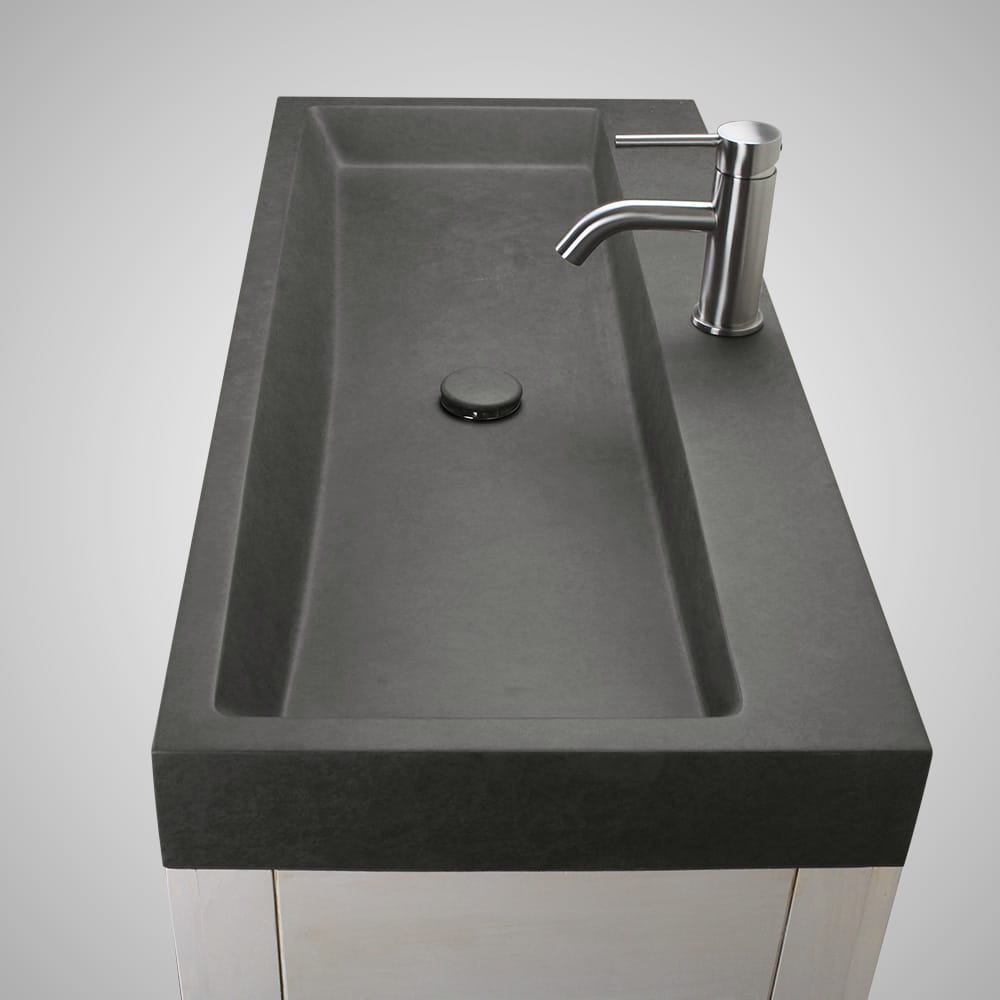 Amador Rectangular Cast Concrete Vessel Sink - Dark Grey
