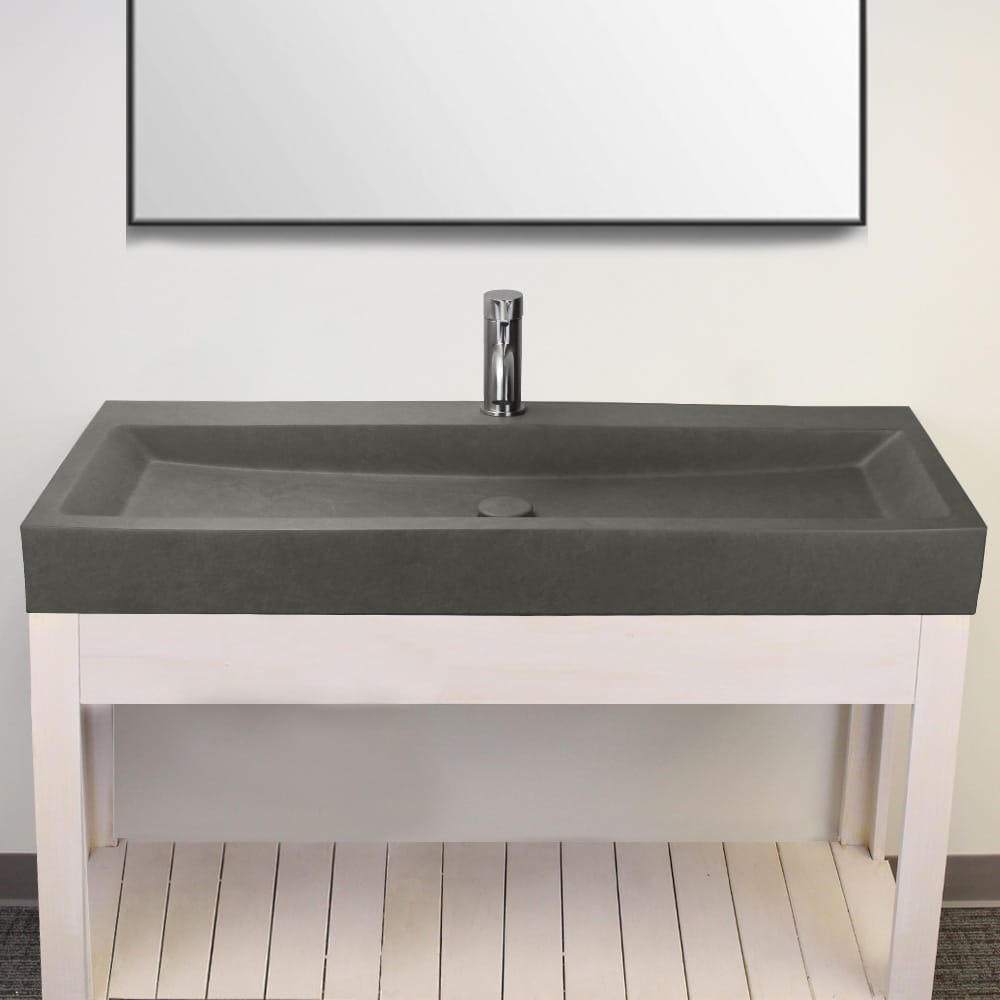 Amador Rectangular Cast Concrete Vessel Sink - Dark Grey