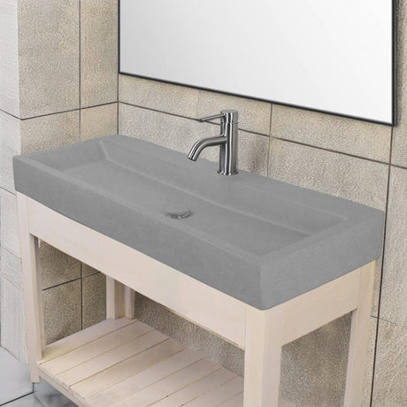 Amador Rectangular Cast Concrete Vessel Sink - Light Gray