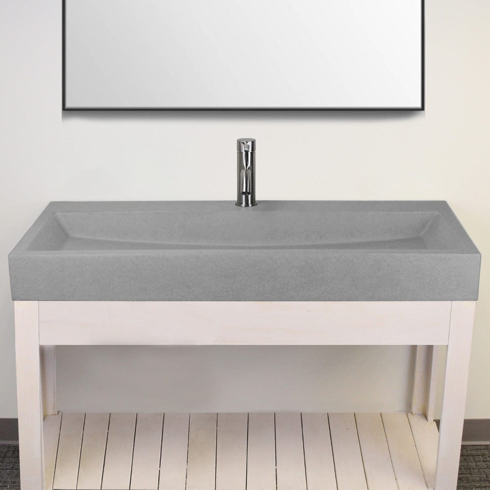 Amador Rectangular Cast Concrete Vessel Sink - Light Gray