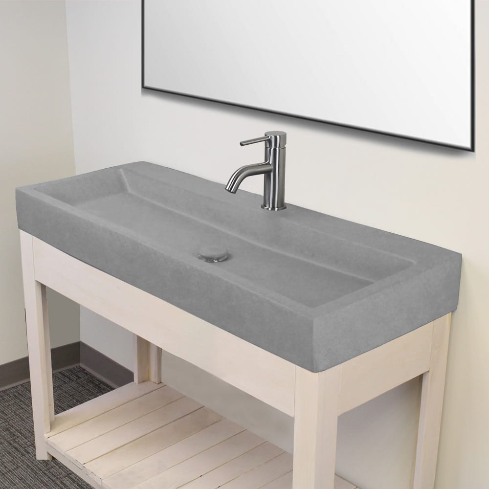 Amador Rectangular Cast Concrete Vessel Sink - Light Grey