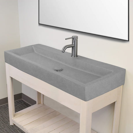 Amador Rectangular Cast Concrete Vessel Sink - Light Grey