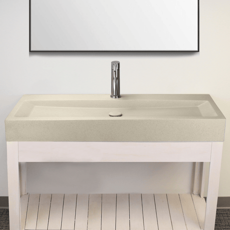 Amador Rectangular Cast Concrete Vessel Sink - White Sandstone