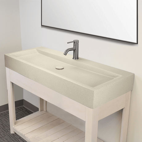 Amador Rectangular Cast Concrete Vessel Sink - White Sandstone