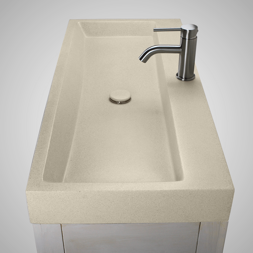 Amador Rectangular Cast Concrete Vessel Sink - White Sandstone