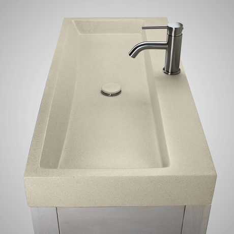 Amador Rectangular Cast Concrete Vessel Sink - White Sandstone