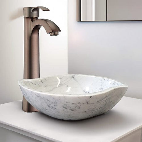Arco Smooth Polished Carrara Marble Vessel Sink