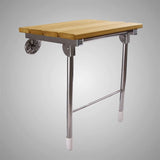 Arrey Wall-Mount Teak Folding Shower Seat with Legs
