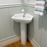 Aurora Corner Vitreous China Pedestal Sink