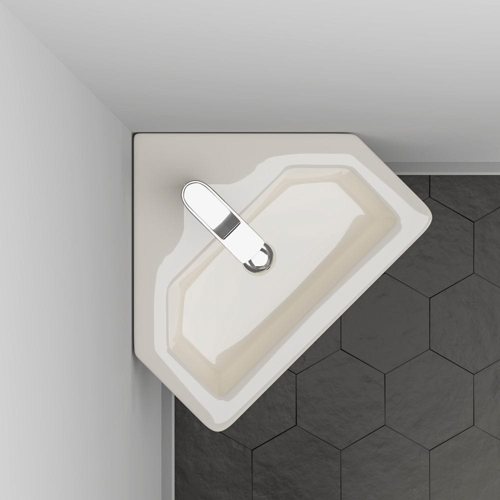 Aurora Corner Vitreous China Pedestal Sink