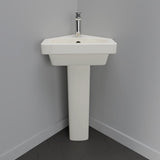 Aurora Corner Vitreous China Pedestal Sink