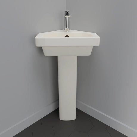 Aurora Corner Vitreous China Pedestal Sink