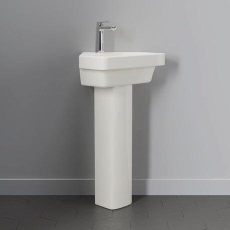 Aurora Corner Vitreous China Pedestal Sink