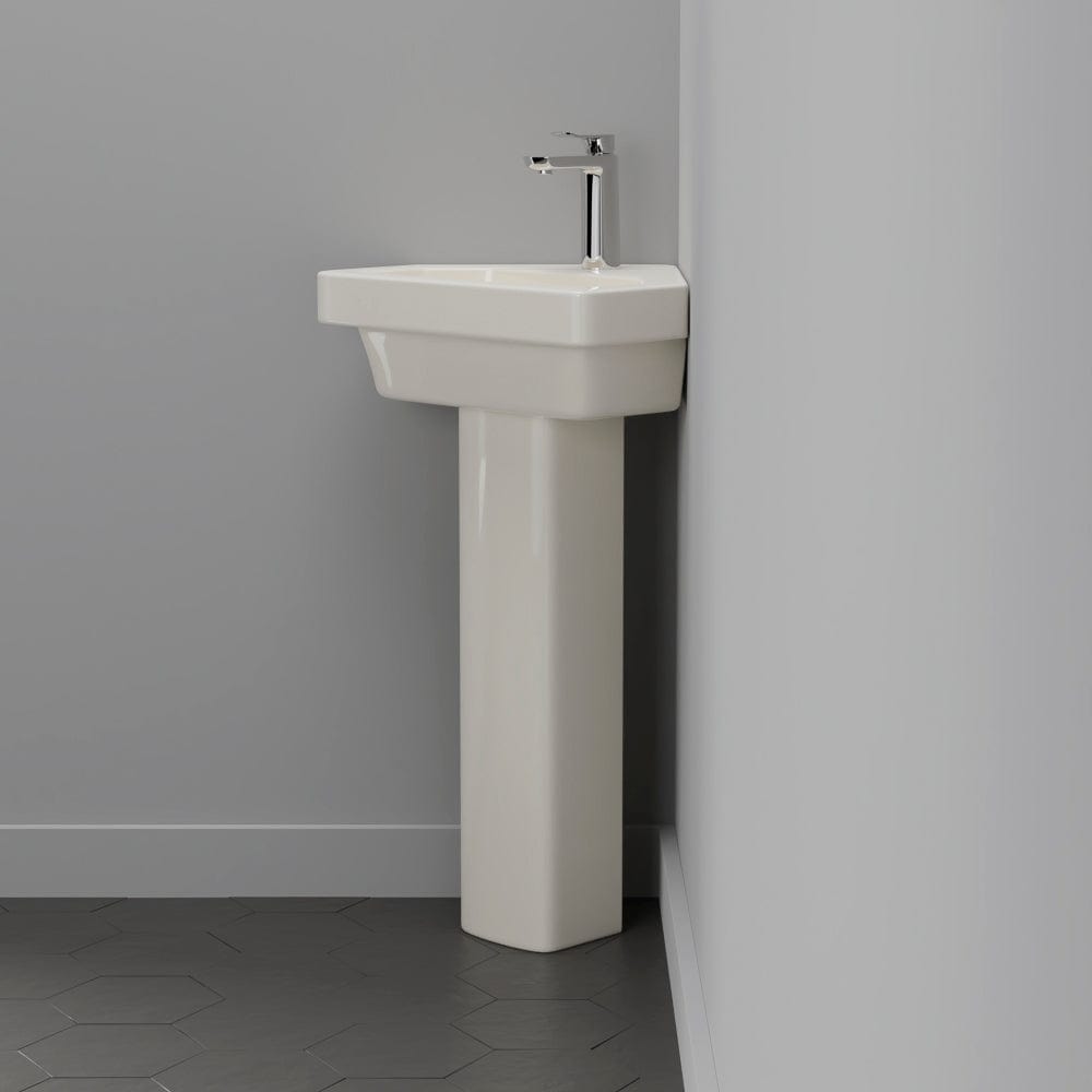 Aurora Corner Vitreous China Pedestal Sink