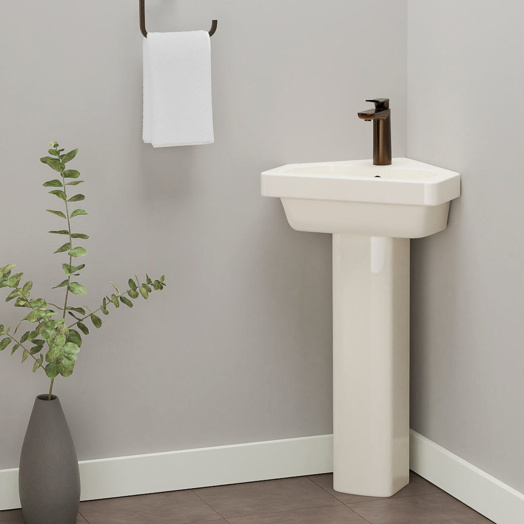 Aurora Corner Vitreous China Pedestal Sink
