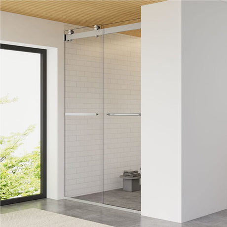 Ava 48" W x 76" H By Pass Frameless Shower Door with Clear Glass