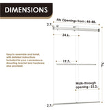 Ava 48" W x 76" H By Pass Frameless Shower Door with Clear Glass