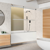 Ava 60" W x 58" H By Pass Frameless Tub Door with Clear Glass