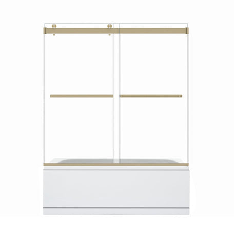 Ava 60" W x 58" H By Pass Frameless Tub Door with Clear Glass