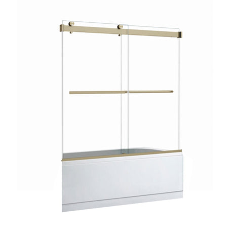 Ava 60" W x 58" H By Pass Frameless Tub Door with Clear Glass
