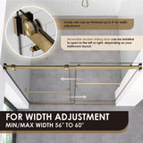 Ava 60" W x 58" H By Pass Frameless Tub Door with Clear Glass