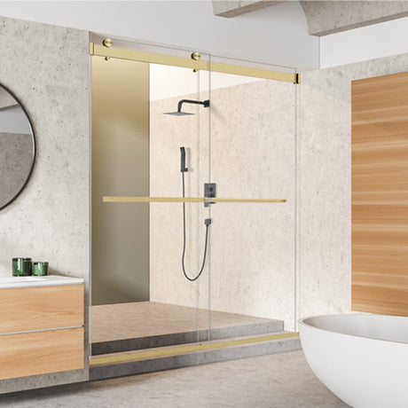 Ava 60" W x 76" H By Pass Frameless Shower Door with Clear Glass