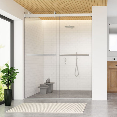 Ava 60" W x 76" H By Pass Frameless Shower Door with Clear Glass