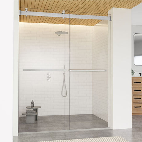Ava 60" W x 76" H By Pass Frameless Shower Door with Clear Glass