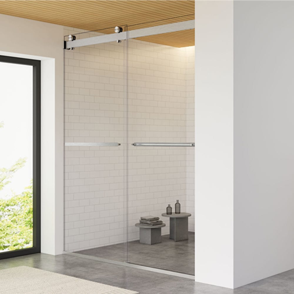 Ava 60" W x 76" H By Pass Frameless Shower Door with Clear Glass