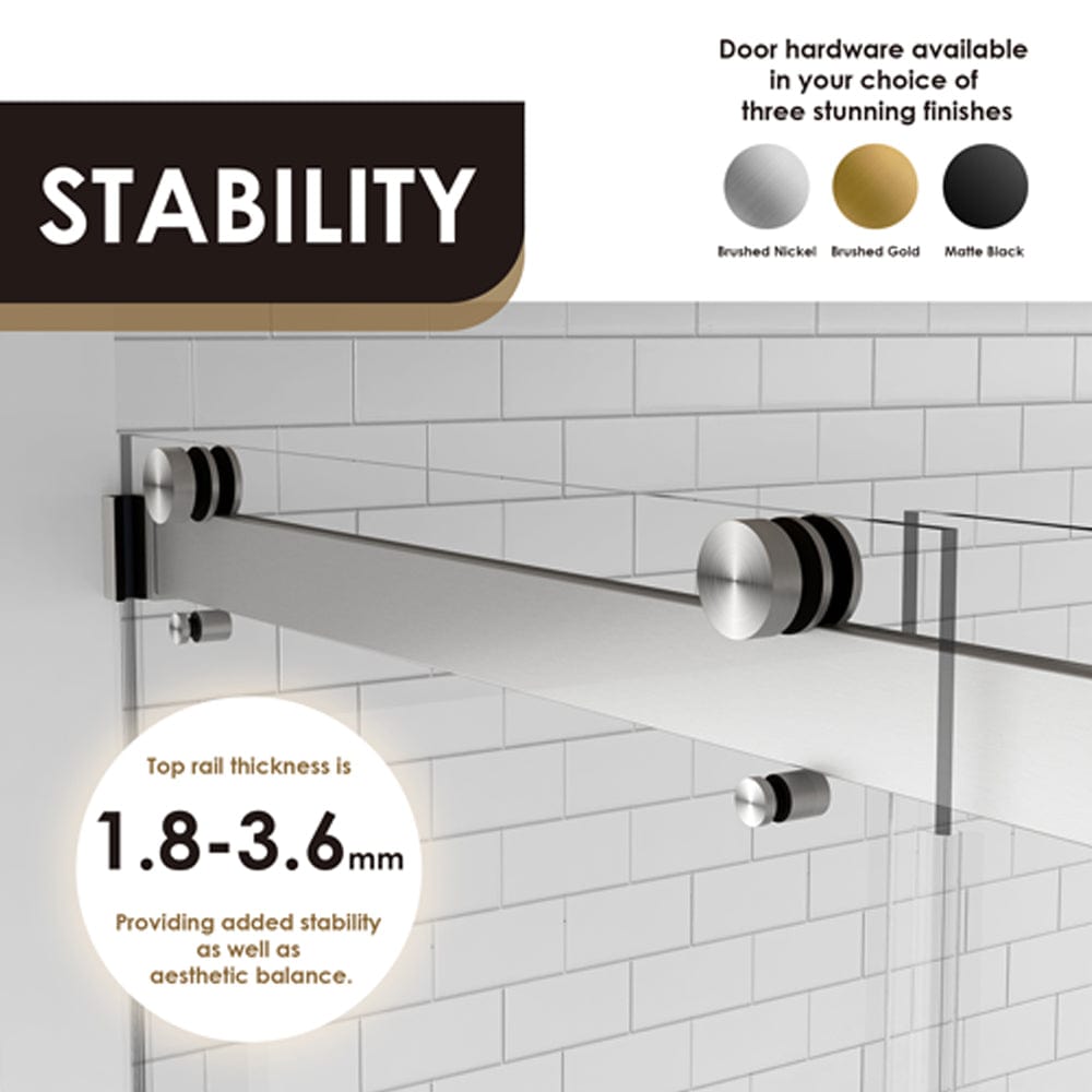 Ava 60" W x 76" H By Pass Frameless Shower Door with Clear Glass