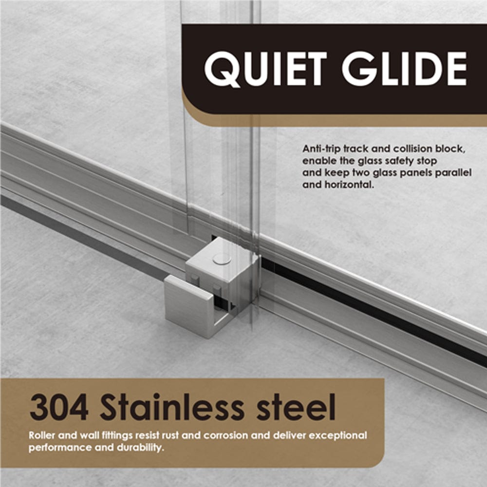 Ava 60" W x 76" H By Pass Frameless Shower Door with Clear Glass