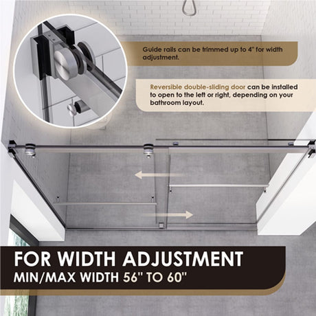 Ava 60" W x 76" H By Pass Frameless Shower Door with Clear Glass