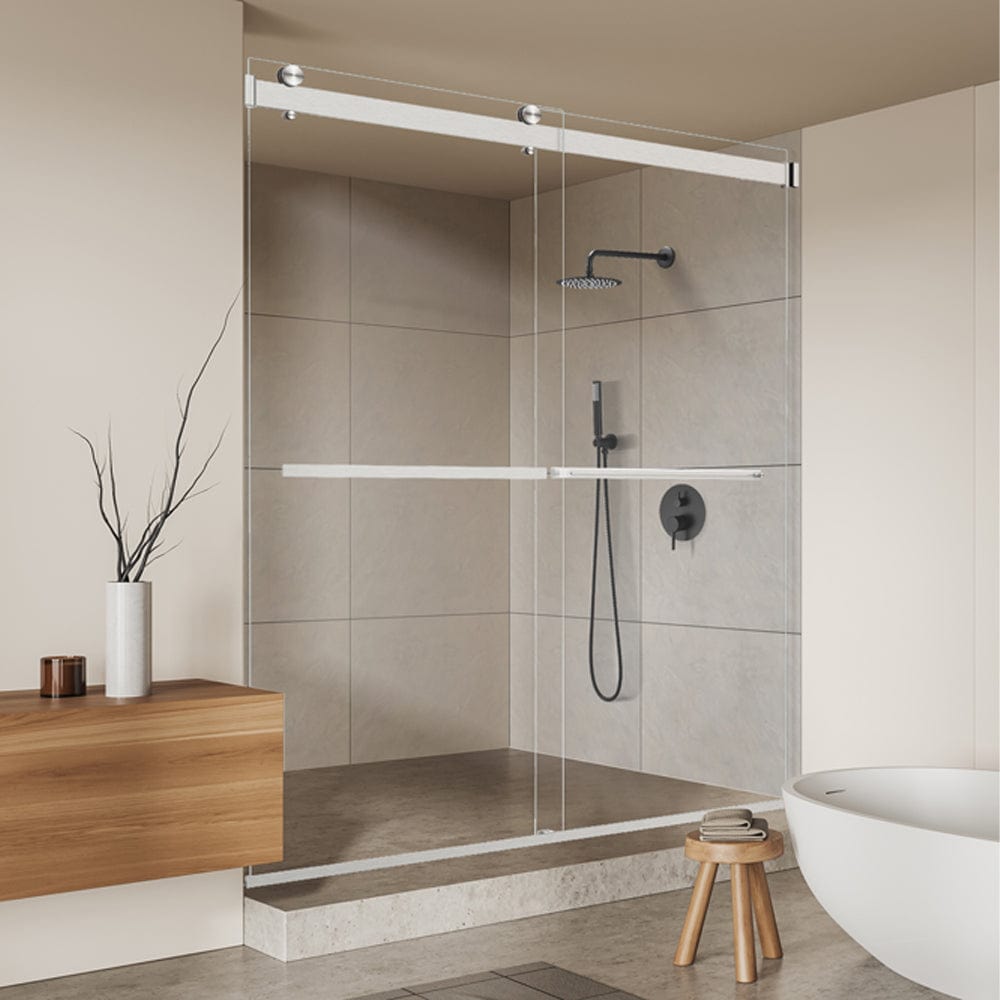 Ava 64" W x 76" H By Pass Frameless Shower Door with Clear Glass