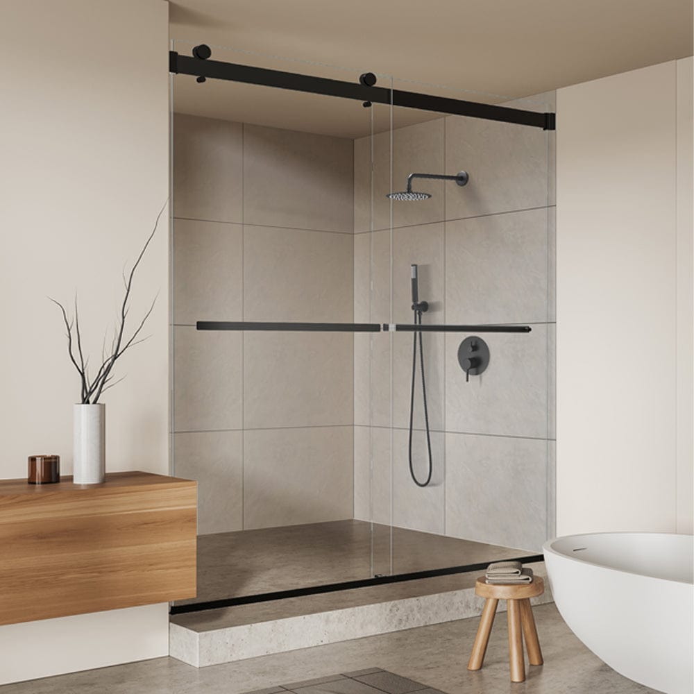 Ava 64" W x 76" H By Pass Frameless Shower Door with Clear Glass