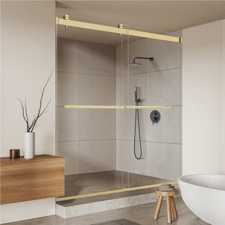 Ava 64" W x 76" H By Pass Frameless Shower Door with Clear Glass