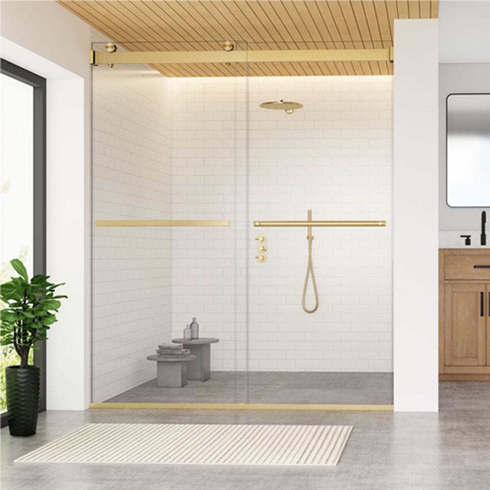 Ava 64" W x 76" H By Pass Frameless Shower Door with Clear Glass