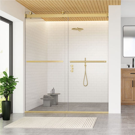 Ava 64" W x 76" H By Pass Frameless Shower Door with Clear Glass