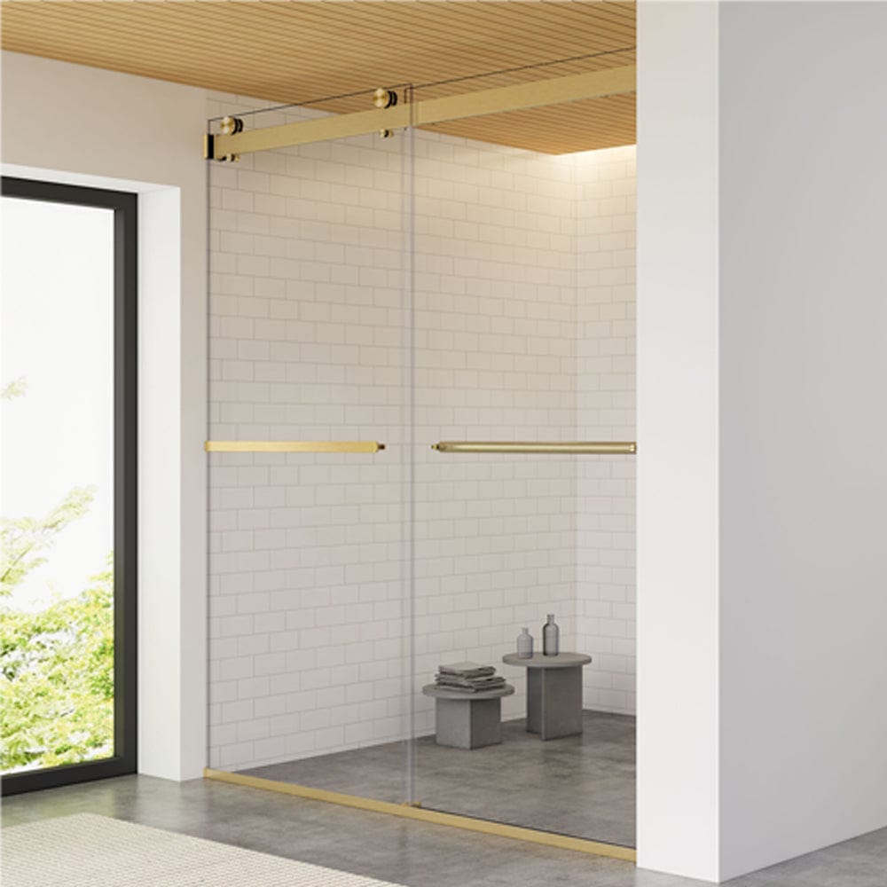 Ava 64" W x 76" H By Pass Frameless Shower Door with Clear Glass