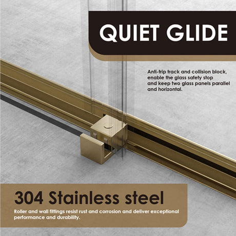 Ava 64" W x 76" H By Pass Frameless Shower Door with Clear Glass