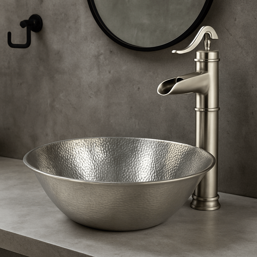 Avard Pewter-Plated Hammered Copper Vessel Sink
