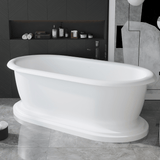 Banster Solid Surface Stone Resin Freestanding Pedestal Bathtub