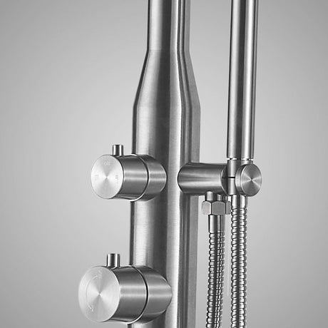 Barren Freestanding Stainless Steel Outdoor Shower with Hand Shower - Brushed Finish