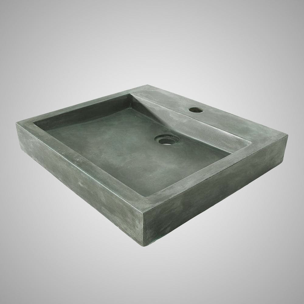Belzoni Rectangular Cast Concrete Vessel Sink - Copper Green