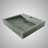 Belzoni Rectangular Cast Concrete Vessel Sink - Copper Green
