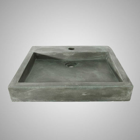 Belzoni Rectangular Cast Concrete Vessel Sink - Copper Green