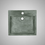 Belzoni Rectangular Cast Concrete Vessel Sink - Copper Green