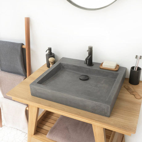 Belzoni Rectangular Cast Concrete Vessel Sink - Dusk Grey