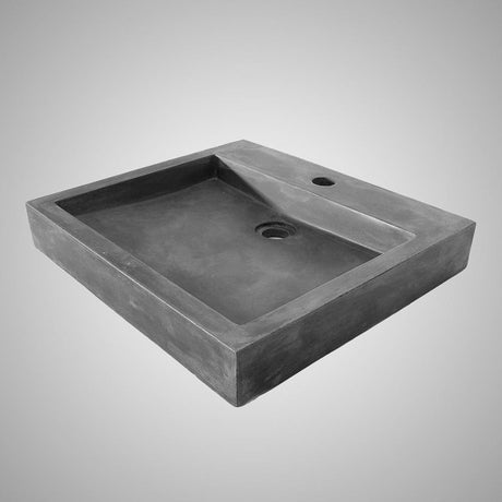 Belzoni Rectangular Cast Concrete Vessel Sink - Dusk Grey