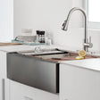 Bolton Stainless Steel Single-Bowl Workstation Farmhouse Sink with Offset Drain - Gunmetal Black