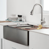 Bolton Stainless Steel Single-Bowl Workstation Farmhouse Sink with Offset Drain - Gunmetal Black